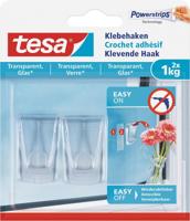 Tesa Klevende haak voor Transparant en Glas, draagvermogen 1 kg, blister van 2 stuks - thumbnail