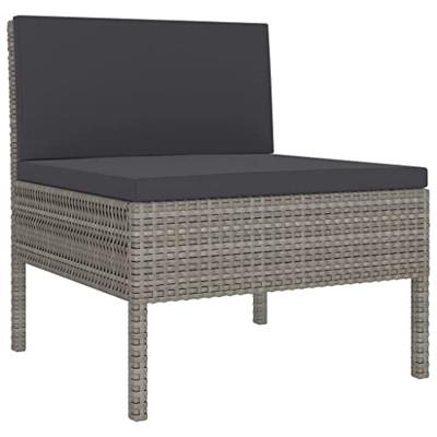8-delige Loungeset met kussens poly rattan grijs