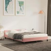 Bedframe met hoofdeinde zonder matras 140x200 cm fluweel roze - thumbnail