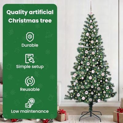 VidaXL Kunstmatig voorverlicht kerstboom groen 240 cm pvc en metaal