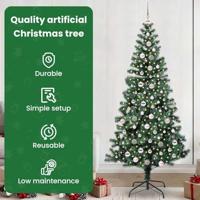 VidaXL Kunstmatig voorverlicht kerstboom groen 240 cm pvc en metaal - thumbnail