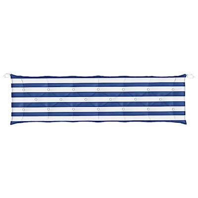 Tuinbankkussen gestreept 200x50x7 cm stof wit en blauw Tuinbankkussen gestreept 200x50x7 cm stof wit en blauw
