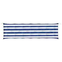 Tuinbankkussen gestreept 200x50x7 cm stof wit en blauw - thumbnail
