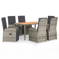 9-delige Tuinset met kussens poly rattan grijs - thumbnail