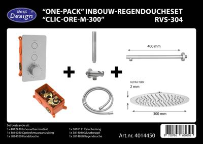 Best Design Regendoucheset One Pack Inbouw Thermostaat Ore M300 RVS Look Best Design Regendoucheset One Pack Inbouw Thermostaat Ore M300 RVS Look