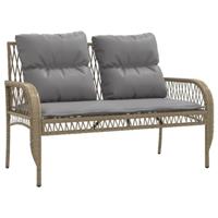 4-delige Loungeset met kussens poly rattan beige - thumbnail