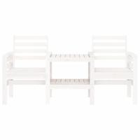 Tuinbank met tafel 2-zits massief grenenhout wit - thumbnail