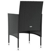16-delige Loungeset met kussens poly rattan zwart - thumbnail
