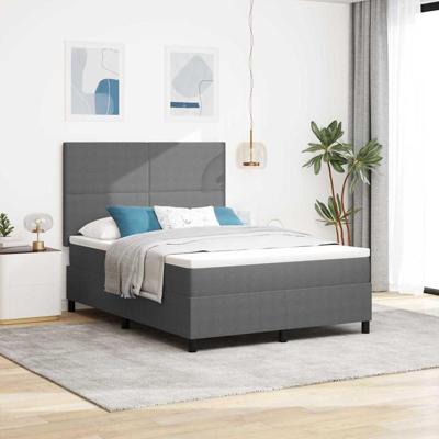 Boxspringbed Lichtgrijs en wit. 140 x 190 cm Katoen Stof