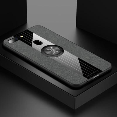 Voor OPPO R11S XINLI stiksels doek Textue schokbestendig TPU beschermhoes met ring houder (grijs)