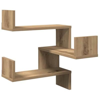 Hoekwandschappen 2 st 40x40x49,5 cm hout artisanaal eiken Hoekwandschappen 2 st 40x40x49,5 cm hout artisanaal eiken