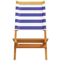 Tuinstoelen 2 st massief acaciahout en stof blauw en wit - thumbnail