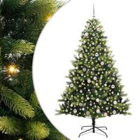 Kunstkerstboom met scharnier 300 LEDs Groen 240 cm PVC en PE - thumbnail