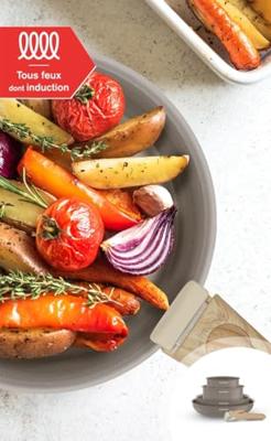 Kookgereiset - Geschikt voor alle kookplaten inclusief inductie - ARTHUR MARTIN - AM9192 - Aluminium met keramische coating - 5-delig - Taupe