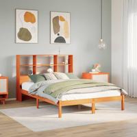 Bed met boekenkast zonder matras grenenhout wasbruin 150x200 cm - thumbnail