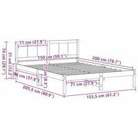 Bedframe Bruin 150 x 200 cm Massief grenenhout - thumbnail