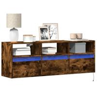 Tv-wandmeubel met LED-verlichting 130x31x45 cm gerookt eiken - thumbnail