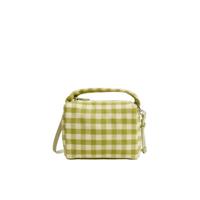 Mango geruite crossbody tas groen/wit - thumbnail