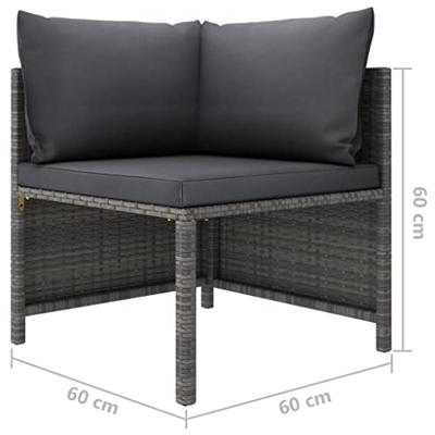 3-delige Loungeset met kussens poly rattan grijs 3-delige Loungeset met kussens poly rattan grijs