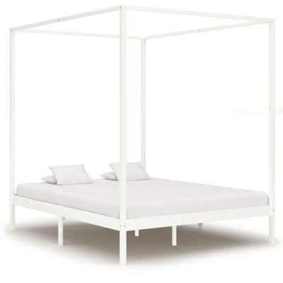 vidaXL Hemelbedframe massief grenenhout wit 180x200 cm