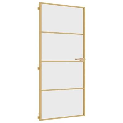 VidaXL Binnendeur smal 93x201,5 cm gehard glas en aluminium goudkleur