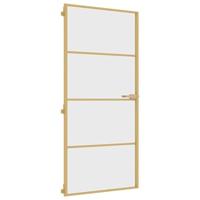 VidaXL Binnendeur smal 93x201,5 cm gehard glas en aluminium goudkleur - thumbnail