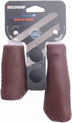 Handvatset Edge Leer - mat donkerbruin - 135/92mm (winkelverpakking)