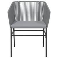 Tuinstoelen 2 st met kussens poly rattan grijs - thumbnail