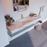 MONDIAZ ALAN-DLUX 150cm planchet Frappe. Vrijhangende wastafel CLOUD midden 1 kraangat, kleur Frappe. - thumbnail