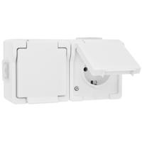 Twee witte, waterdichte stopcontacten horizontaal voor buiten van Presto Vedder - thumbnail