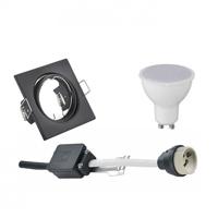 LED Spot Set GU10 - Inbouw Vierkant Mat Zwart - 6W 4200K Kantelbaar - thumbnail