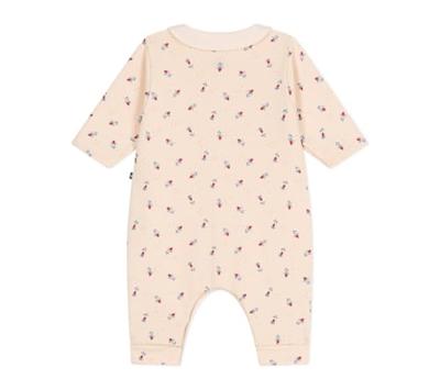 Lange katoenen jumpsuit voor baby PETIT BATEAU vanille Lange katoenen jumpsuit voor baby PETIT BATEAU vanille