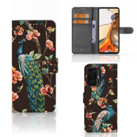 Xiaomi 11T | 11T Pro | Telefoonhoesje | Met pasjeshouder | Pauw met Bloemen - thumbnail