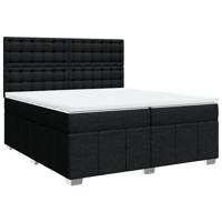 Boxspring met matras stof zwart 200x200 cm - thumbnail