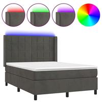 Boxspring met matras en LED fluweel donkergrijs 140x190 cm - thumbnail