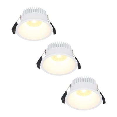 Set van 3 Finn LED inbouwspots - 10 Watt 900lm - 2700K warm wit - Dimbaar - Rond - Verzonken - IP44 waterdicht - Wit - Voor binnen, buiten en badkamer