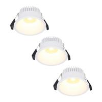Set van 3 Finn LED inbouwspots - 10 Watt 900lm - 2700K warm wit - Dimbaar - Rond - Verzonken - IP44 waterdicht - Wit - Voor binnen, buiten en badkamer - thumbnail