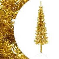 VidaXL Kunstkerstboom half met standaard smal 120 cm goudkleurig - thumbnail