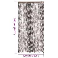 VidaXL Vliegengordijn 100x200 cm chenille bruin en wit - thumbnail
