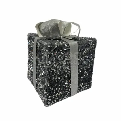 Kerstdecoratie Cadeau LED Zilver 20cm