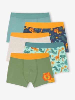 Set van 5 stretch boxershorts voor jongens Jungle groen