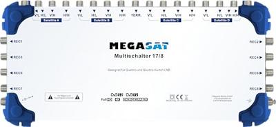 MegaSat 0600154 Satelliet multiswitch Ingangen (satelliet): 17 (16 satelliet / 1 terrestrisch) Aantal gebruikers: 8