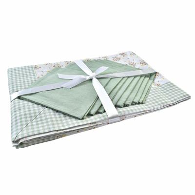 Tafellinnenset DKD Home Decor Blommor 150 x 250 x 0,5 cm Groen