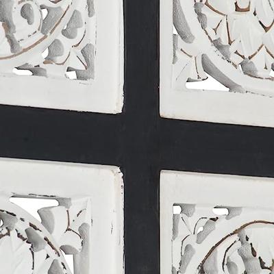 VidaXL Wandpaneel handgesneden 40x40x1,5 cm mdf zwart en wit