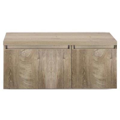 Frozen 3D Badmeubelset 100 cm - Greeplijst in Kleur - Wastafel Onderkast met Bovenblad Grain Oak