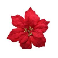 Poinsettia stof op clip 26 cm rood - thumbnail