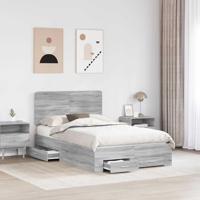 Bedframe met hoofdeinde Grijs Sonoma 135 x 190 cm Bewerkt hout - thumbnail