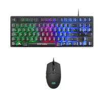 Toetsenbord met Gaming Muis Mars Gaming MCPTKLES 3200 dpi RGB Zwart Qwerty Spaans - thumbnail