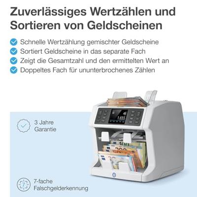 Safescan biljettelmachine 2985-SX, met 7-voudige valsgelddetectie - thumbnail