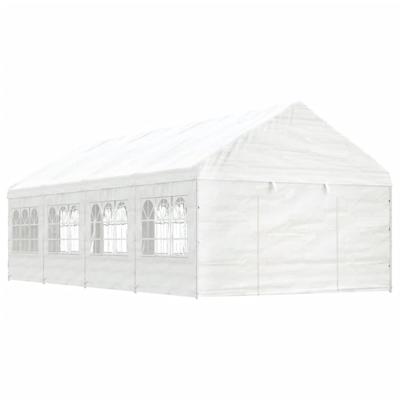Prieel met dak 8,92x4,08x3,22 m polyetheen wit